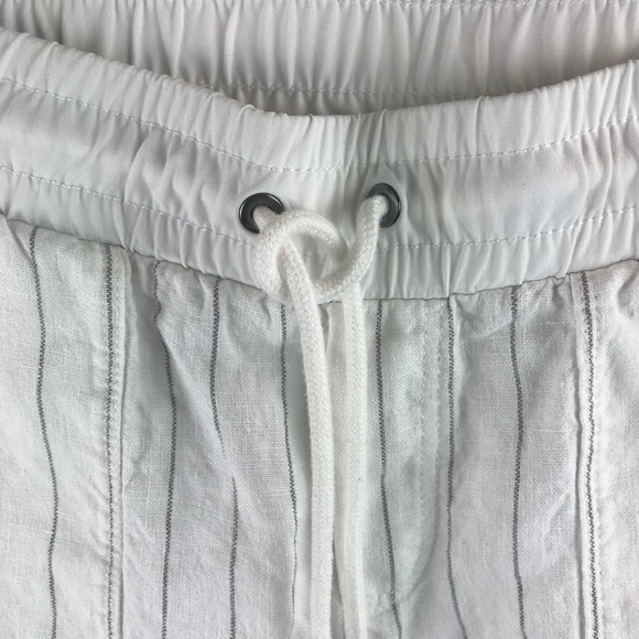 Athleta Bali Striped Cropped Linen Pants White Black Size 4 - Picture 2 of 4